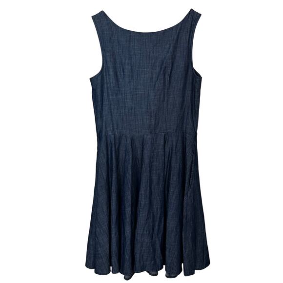 eShakti Custom Chambray Dress Womens A-Line Pockets Milkmaid Sleeveless Blue - Picture 3 of 8